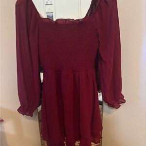 Lily Rose Burgundy Textured Dress